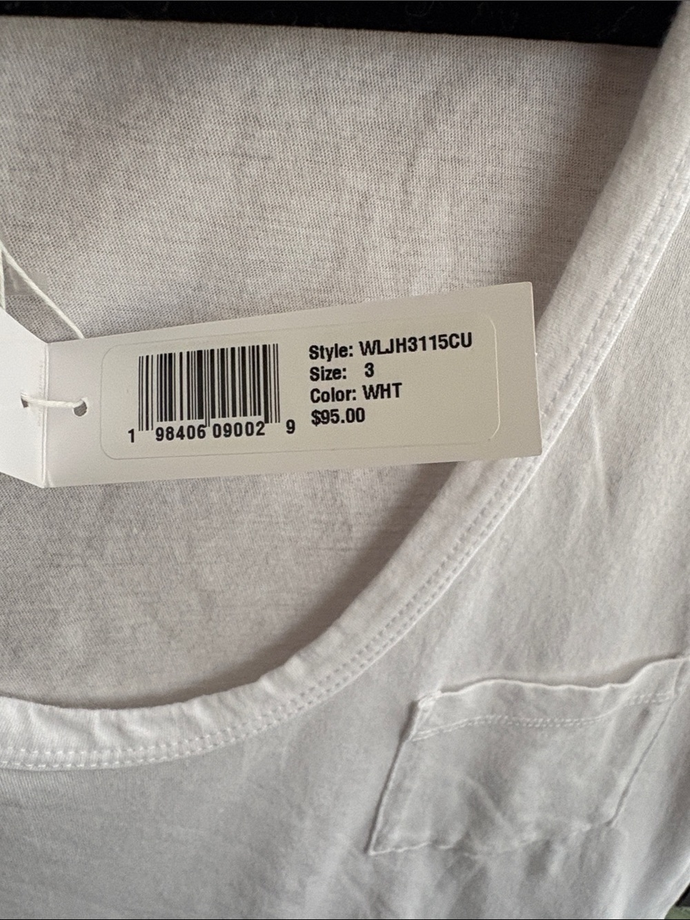 James Perse White Scoop Neck Pocket Tank